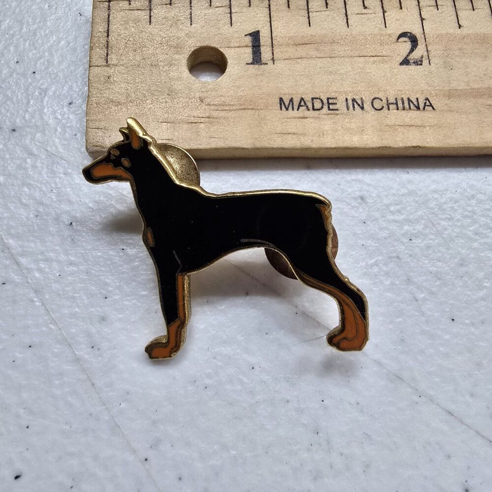 Doberman Pinscher Lapel Pin Black & Tan 1997 Hand Made